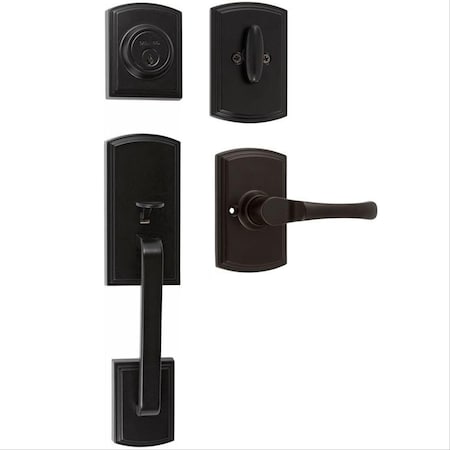 Delaney Hardware Italian Collection Visconti Single Cylinder Black Door Handleset with Artino Interior 374004AR